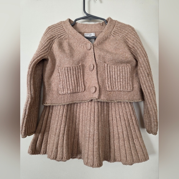 Max Studio Other - Max Studios Kids Tan Knit Cardigan and Skirt Set XS-4 Girls